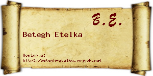 Betegh Etelka névjegykártya